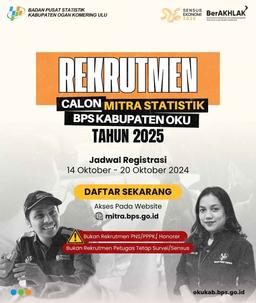 Rekrutmen Calon Mitra Statistik Tahun 2025 BPS Kabupaten OKU