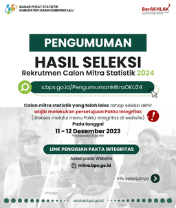 Pengumuman Hasil Seleksi Rekrutmen Calon Mitra Statistik 2024