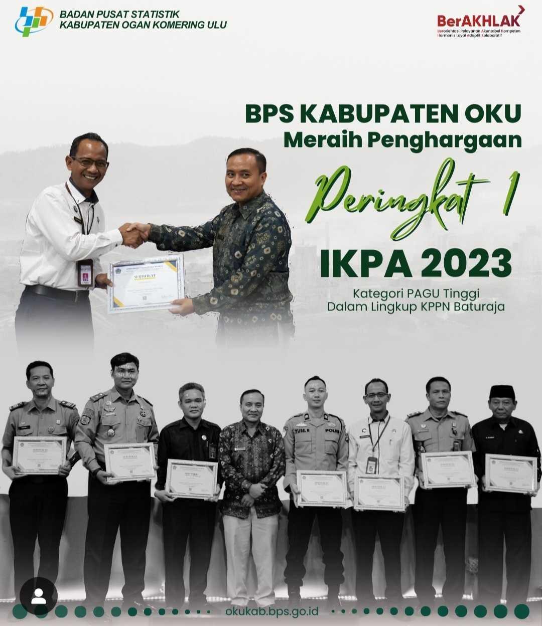 IKPA 2023 Rank I Award in the High Ceiling category within the scope of KPPN Baturaja